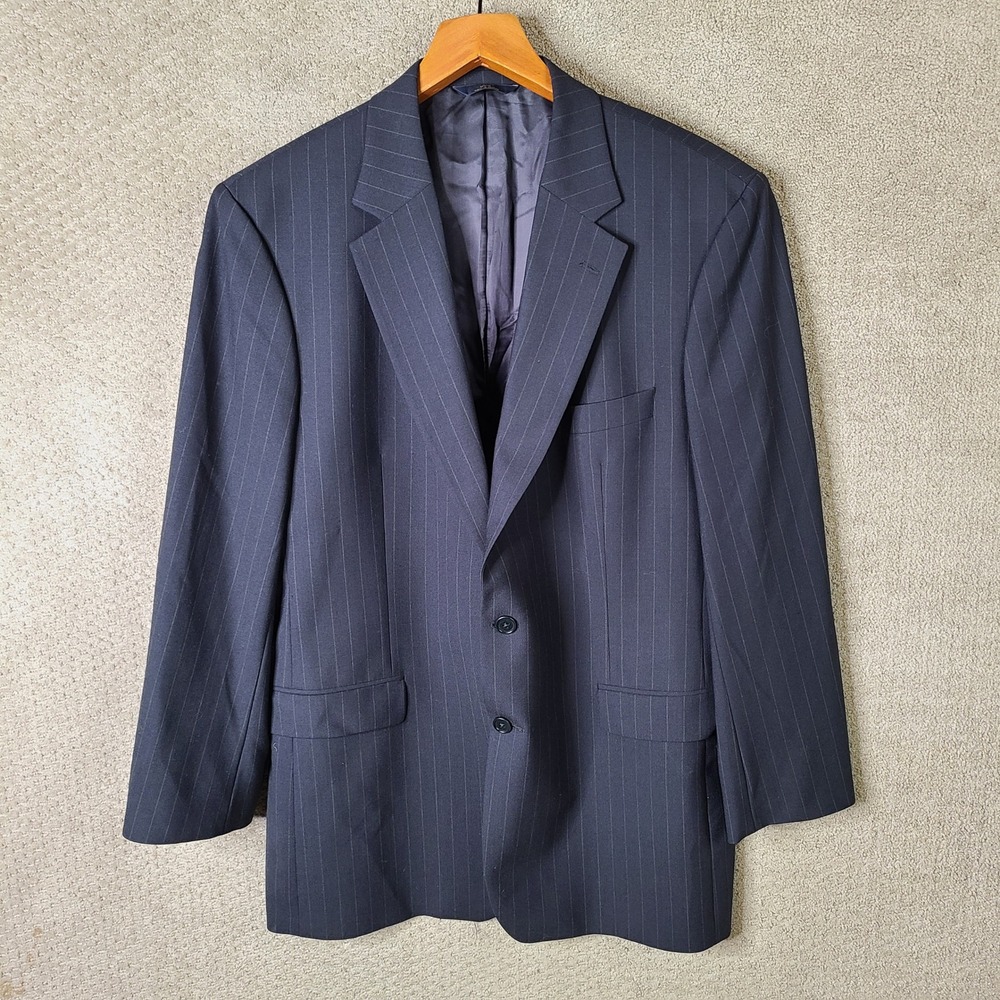 Brooks Brothers Jacket Mens 45L Navy Striped Blazer Wool Stretch 2 Button 346